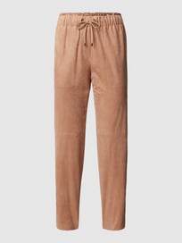 Stoffen broek in fluweellook van Marc Cain Bruin - 40