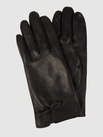 Leren handschoenen met sierstrik van EEM Grijs / zwart - 24