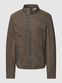 Lederjacke mit Strukturmuster Modell 'BODORO' von Gipsy Grau / Schwarz - 1