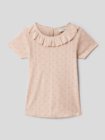 T-shirt in gebreide look met all-over ajourpatroon van Lil Atelier Roze - 23