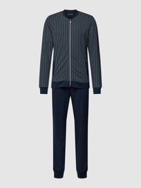 Sweatanzug mit Reißverschluss Modell 'Sleep + Lounge' von Schiesser Blau / Türkis - 10