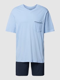 Pyjama mit Streifenmuster von Schiesser Blau / Türkis - 41