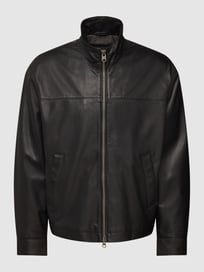Leren jack met opstaande kraag van Marc O'Polo Grijs / zwart - 9