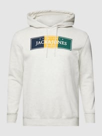 PLUS SIZE hoodie met labelprint, model 'JORCODYY' van Jack & Jones Plus Wit - 36