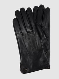 Handschoenen van leer, model 'Lara' van Pearlwood Grijs / zwart - 39