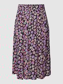 PLUS SIZE midirok met all-over motief, model 'Tiri' van KAFFE Curve Grijs / zwart - 22