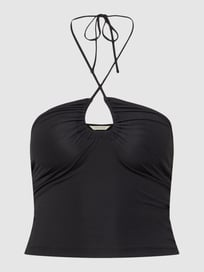 Korte top met halter om te strikken van REVIEW Grijs / zwart - 11