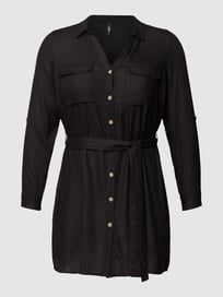 PLUS SIZE blousejurk met borstzakken, model 'BUMPY' van Vero Moda Curve Grijs / zwart - 27