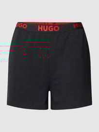Korte broek met labeldetails, model 'SPORTY' van HUGO Grijs / zwart - 35