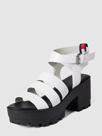 Sandalen van leer met plateauzool van Tommy Jeans Wit - 29