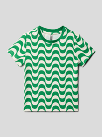 Cropped T-Shirt mit Allover-Muster von Blue Effect Grün - 18