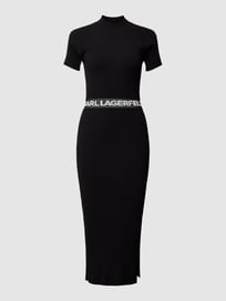 Gebreide jurk in riblook van Karl Lagerfeld Grijs / zwart - 4
