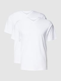 T-shirt met V-hals in een set van 2 stuks, model 'PURE COTTON' van Götzburg Wäsche Wit - 43