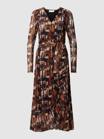 Midi-jurk met all-over motief, model 'FQMeshka' van FREE/QUENT Grijs / zwart - 21