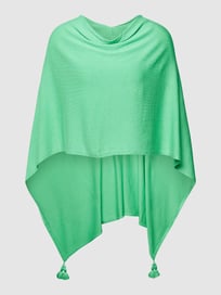 Poncho in gebreide look met pompons van comma Groen - 4