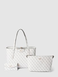 Shopper mit Allover-Print Modell 'ECO BRENTON' von Guess Weiß - 15