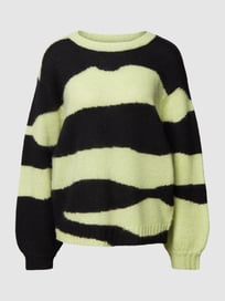 Gebreide pullover met streepmotief van comma Casual Identity Groen - 6