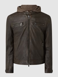 Lederjacke mit abnehmbarer Kapuze Modell 'Magnu' von Gipsy Braun - 35