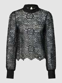 Blouseshirt van gehaakt kant, model 'MARIKA' van Pieces Grijs / zwart - 36