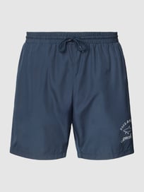 Zwembroek met labelprint, model 'Basic Reflective Logo' van Paul & Shark Blauw / turquoise - 44