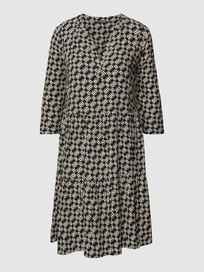 Knielanges Kleid mit Tunikakragen von comma Grau / Schwarz - 47