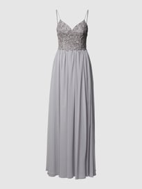 Abendkleid mit Zierbesatz von Laona Grau / Schwarz - 39