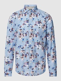 Regular Fit Business-Hemd mit floralem Muster von Fil Noir Blau / Türkis - 9