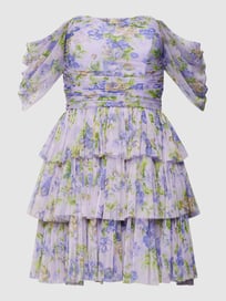 Cocktailkleid mit semitransparenten Ärmeln von LACE & BEADS Lila - 35