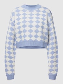 Cropped Strickpullover mit Karomuster von REVIEW Blau / Türkis - 43