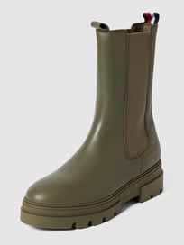 Chelsea boots van leer, model 'MONOCHROMATIC' van Tommy Hilfiger Groen - 31