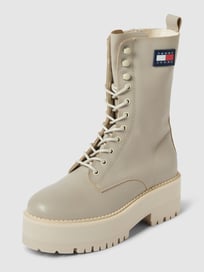 Veterboots van leer met plateauzool van Tommy Jeans Wit - 3