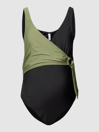 Zwangerschapsbadpak met siergarnering, model 'Amely' van Mamalicious Groen - 5
