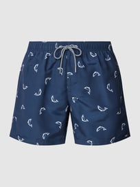 Zwembroek met all-over motiefprint, model 'Waterworld' van Schiesser Blauw / turquoise - 34