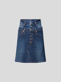 Knielanger Jeansrock im Patchwork-Look von 1/OFF Blau / Türkis - 7
