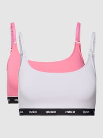 Bralette met logo in band in een set van 2 stuks, model 'TWIN BRALETTE STRIPE' van HUGO Roze - 3