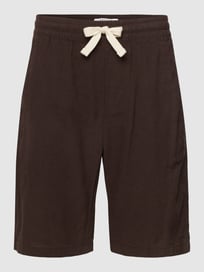 Korte linnen broek met tunnelkoord van REVIEW Bruin - 4