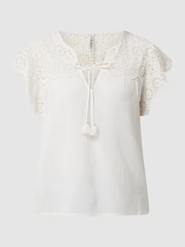 Blouse met kant, model 'Stella'  van Pepe Jeans Wit - 9