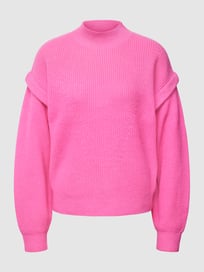 Gebreide pullover met opstaande kraag van comma Casual Identity Roze - 24