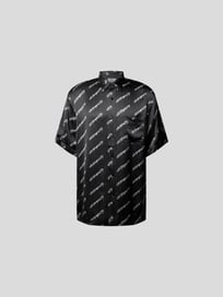Oversized Freizeithemd mit Allover-Logo von VETEMENTS Grau / Schwarz - 36