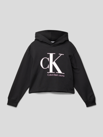 Hoodie mit Label-Print Modell 'REVEAL' von Calvin Klein Jeans Grau / Schwarz - 39