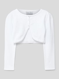 Cropped Strickjacke mit Zierperlenbesatz von Happy Girls Weiß - 25