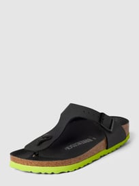 Teenslippers met doornsluiting in metallic, model 'Gizeh' van Birkenstock Grijs / zwart - 1