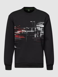 Sweatshirt mit Label-Print Modell 'Salbonic' von BOSS Green Grau / Schwarz - 30