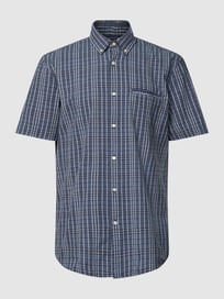 Freizeithemd mit Glencheck-Muster von Pierre Cardin Blau / Türkis - 31