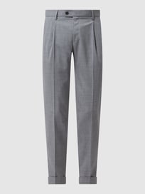 Slim Fit Bundfaltenhose aus Schurwolle Modell 'Tarmac' von Hiltl Grau / Schwarz - 41