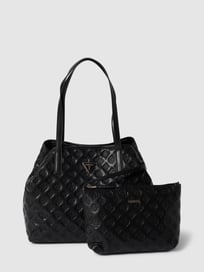 Shopper mit Allover-Logo Modell 'VIKKY' von Guess Grau / Schwarz - 1