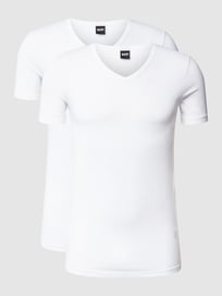 T-Shirt mit V-Ausschnitt im 2er-Pack Modell 'Modern' von BOSS Weiß - 29
