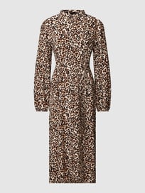 Midi-jurk met bloemenmotief, model 'Elima' van ICHI Grijs / zwart - 36