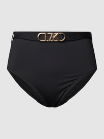 High Waist Bikini-Hose mit Label-Applikation von MICHAEL Michael Kors Grau / Schwarz - 3