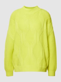 Gebreide pullover met kabelpatroon en ronde hals van comma Casual Identity Geel - 4